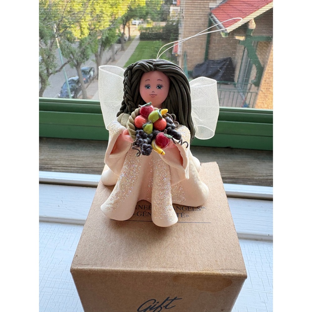 Avon Kneeded Angels Generosity Ornament Carol A Graziano Fruit Cornucopia Boxed - Picture 6 of 6